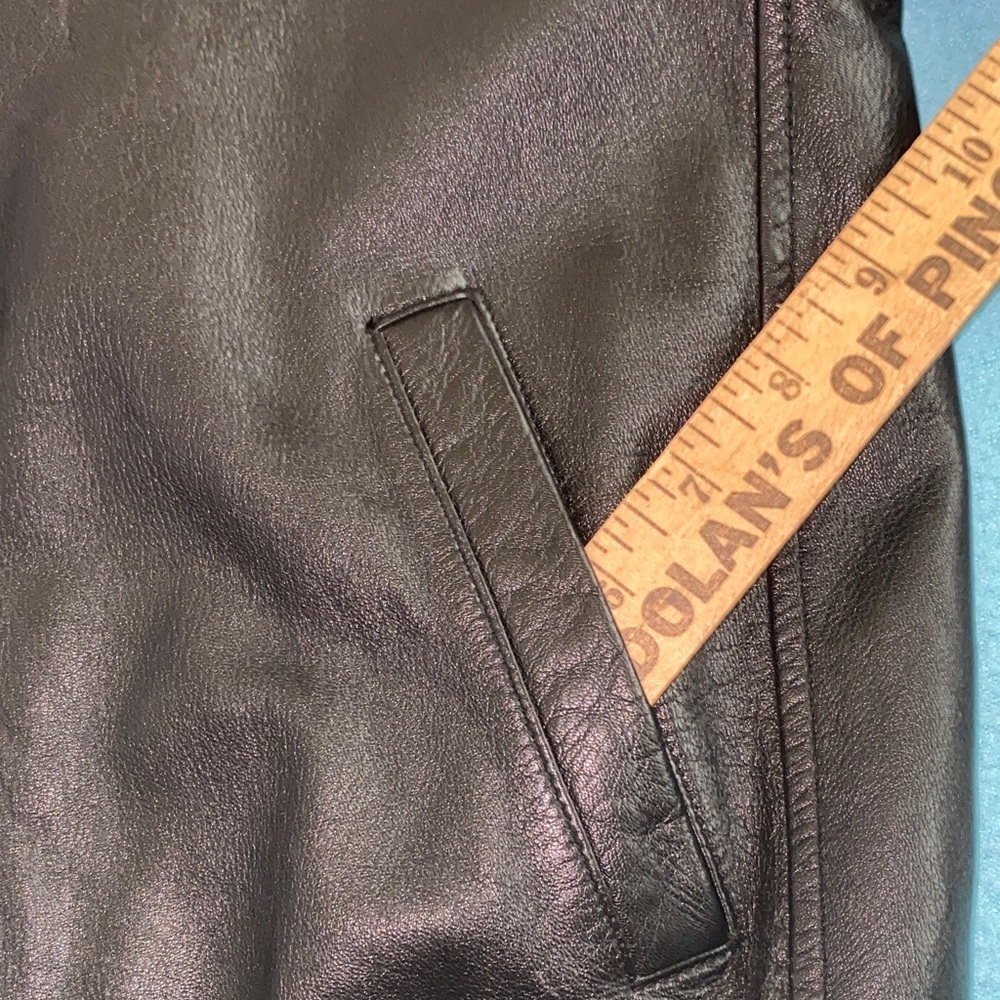 CHEROKEE leather zip up long sleeve 2 pockets derby jacket coat black size M - Picture 11 of 11